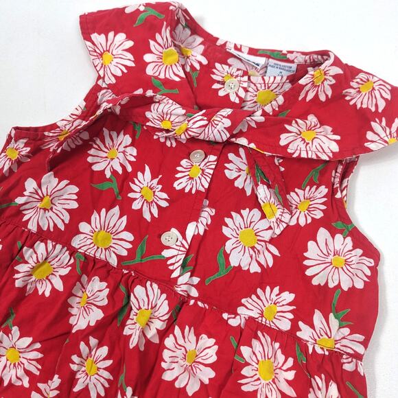 Vtg Honors Dress Girls Sz 7 Red Floral Daisy Sundress Casual Summer Everyday - Picture 2 of 4